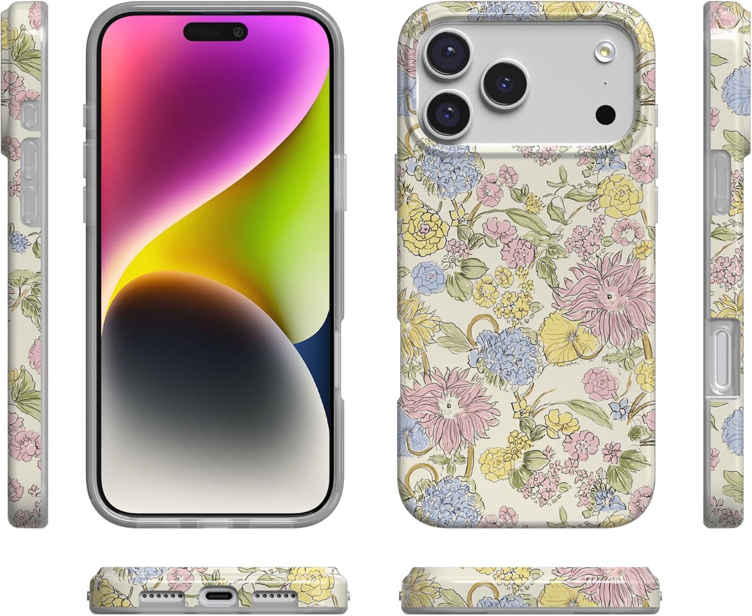 imageCasely iPhone 17 Pro Case Prairie Blooms Pastel Floral Compatible with MagSafe Classic Ultra Thin Design