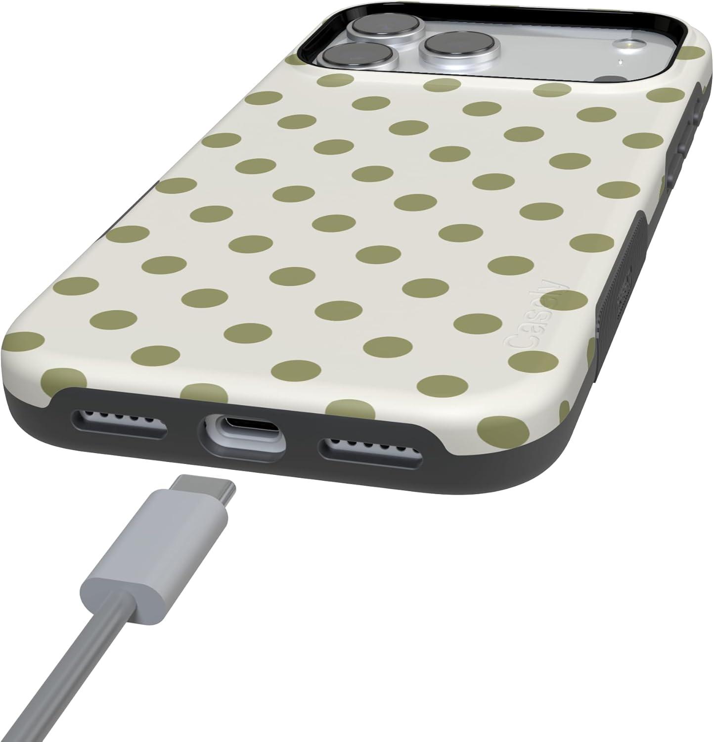 imageCasely iPhone 17 Pro Case Spotted in SoHo Green Polka Dot Bold Protective Design Compatible with MagSafe