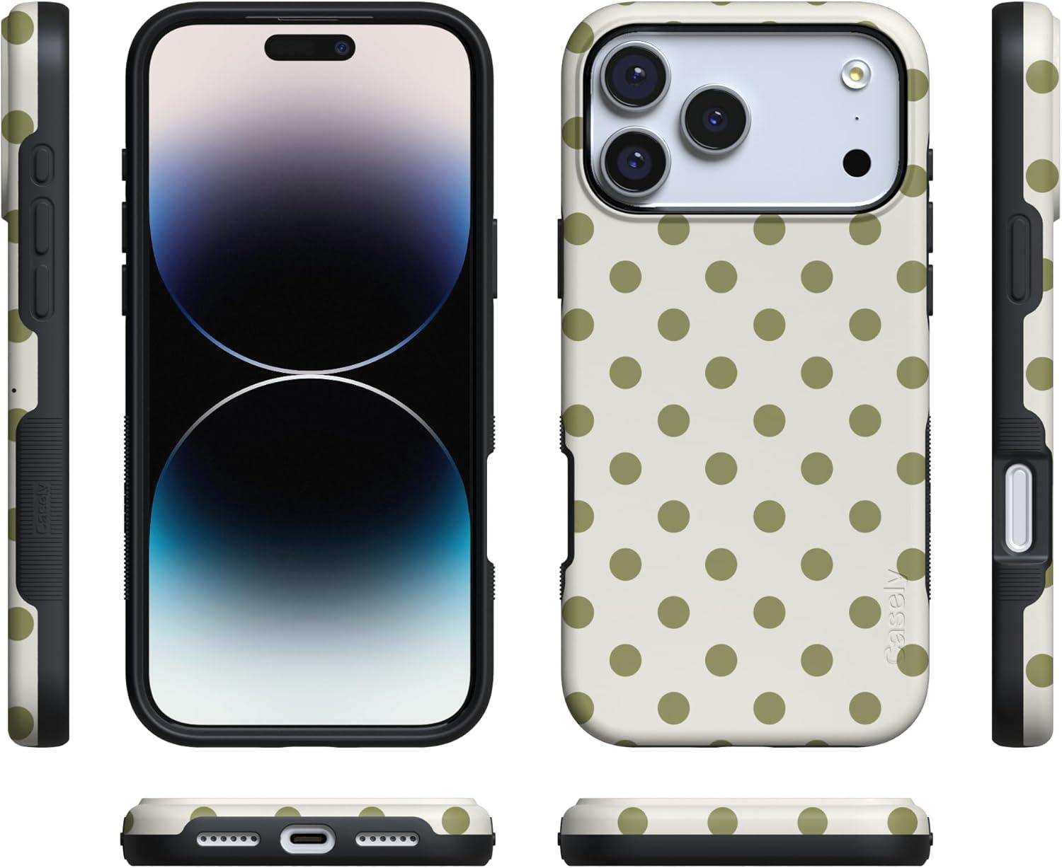 imageCasely iPhone 17 Pro Case Spotted in SoHo Green Polka Dot Bold Protective Design Compatible with MagSafe