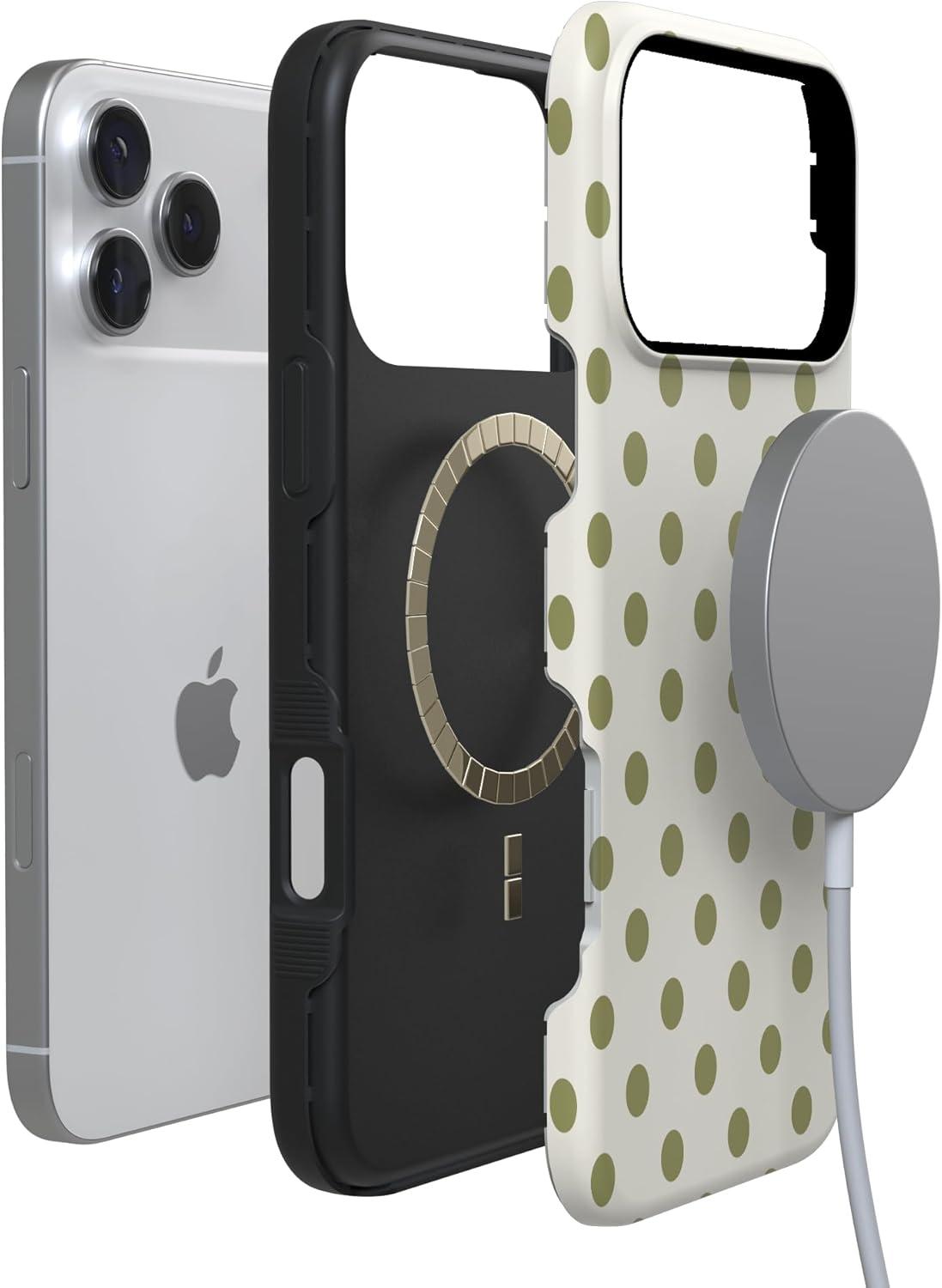 imageCasely iPhone 17 Pro Case Spotted in SoHo Green Polka Dot Bold Protective Design Compatible with MagSafe