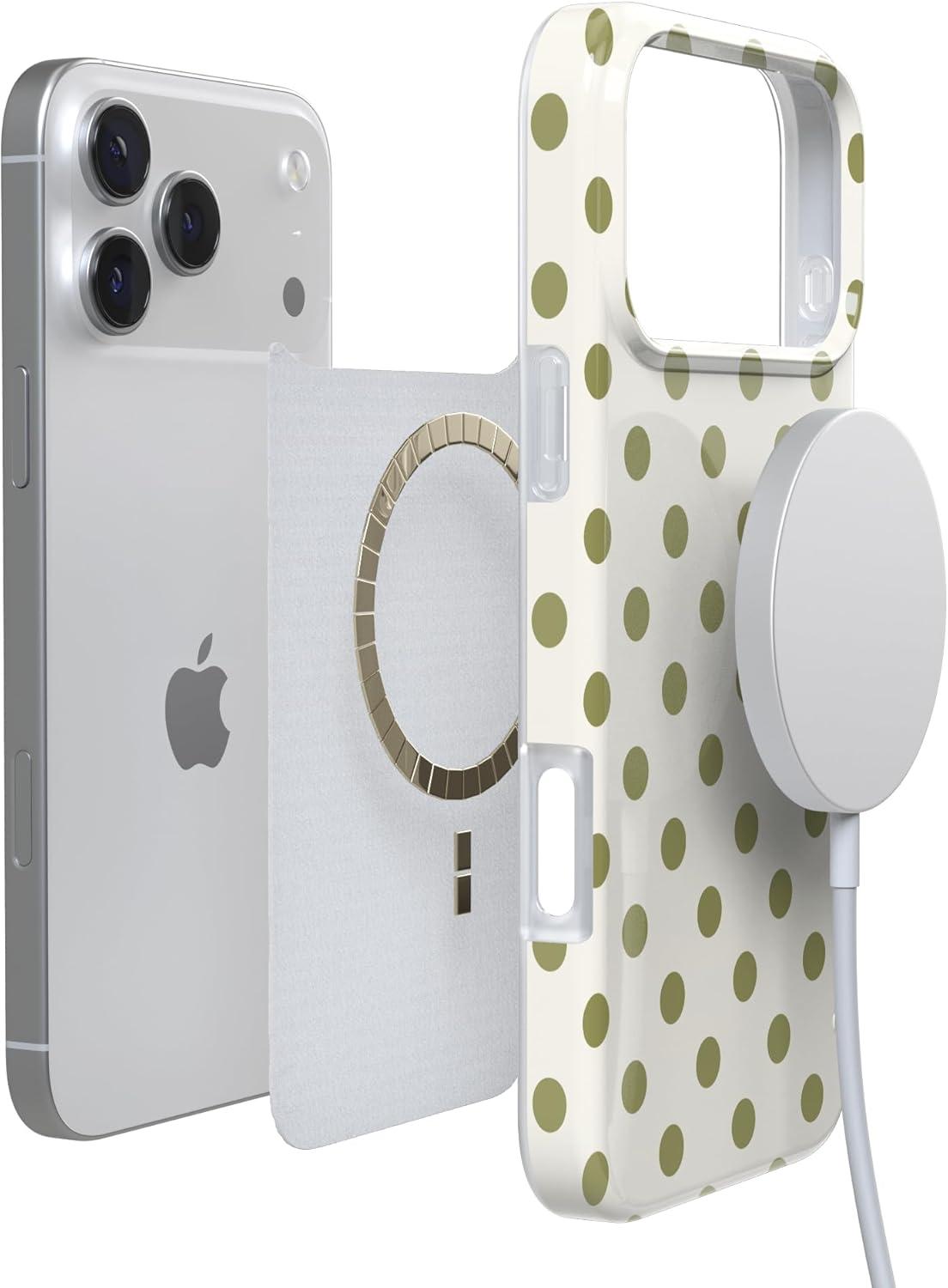imageCasely iPhone 17 Pro Case Spotted in SoHo Green Polka Dot Compatible with MagSafe Classic Ultra Thin Design