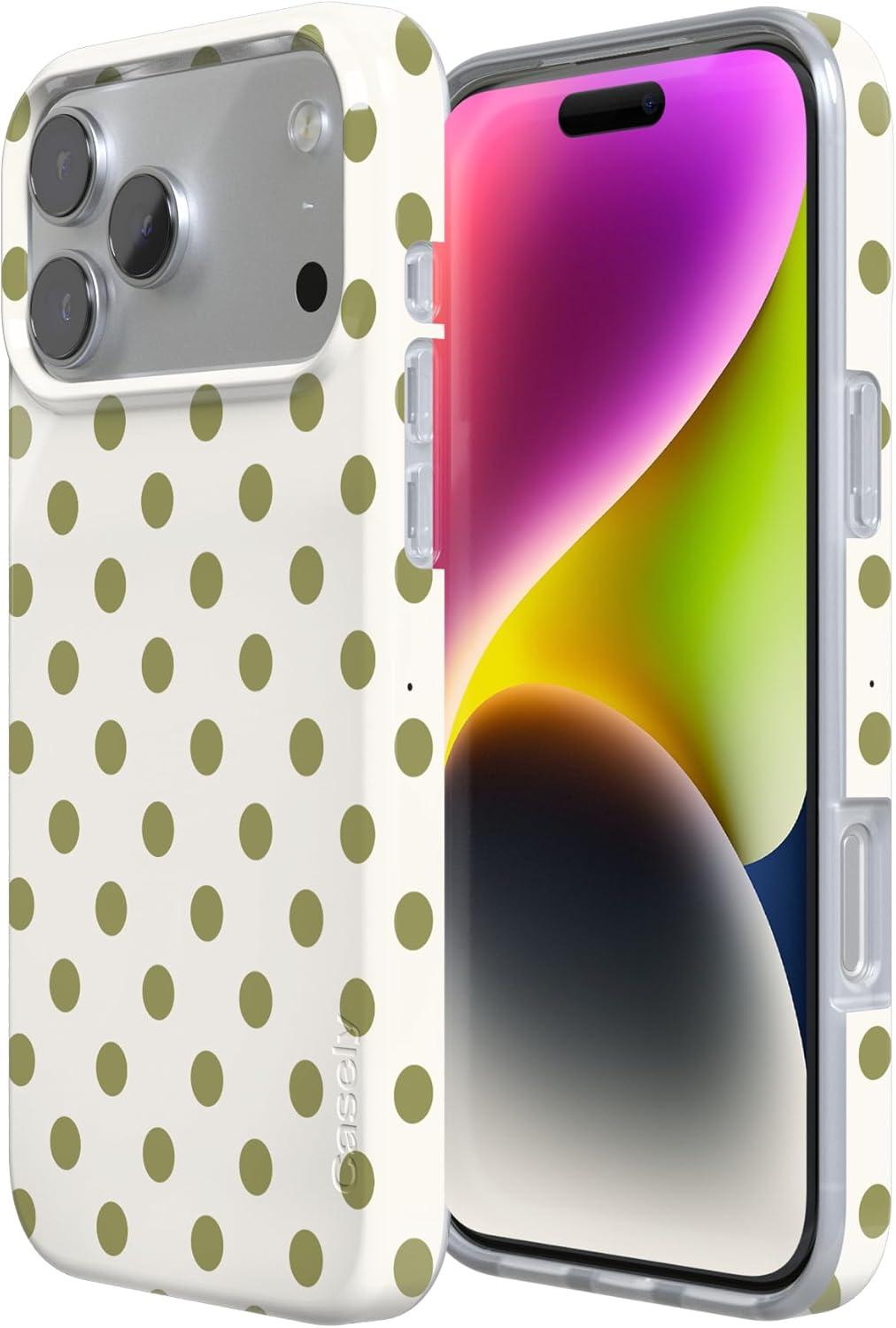 imageCasely iPhone 17 Pro Case Spotted in SoHo Green Polka Dot Compatible with MagSafe Classic Ultra Thin Design