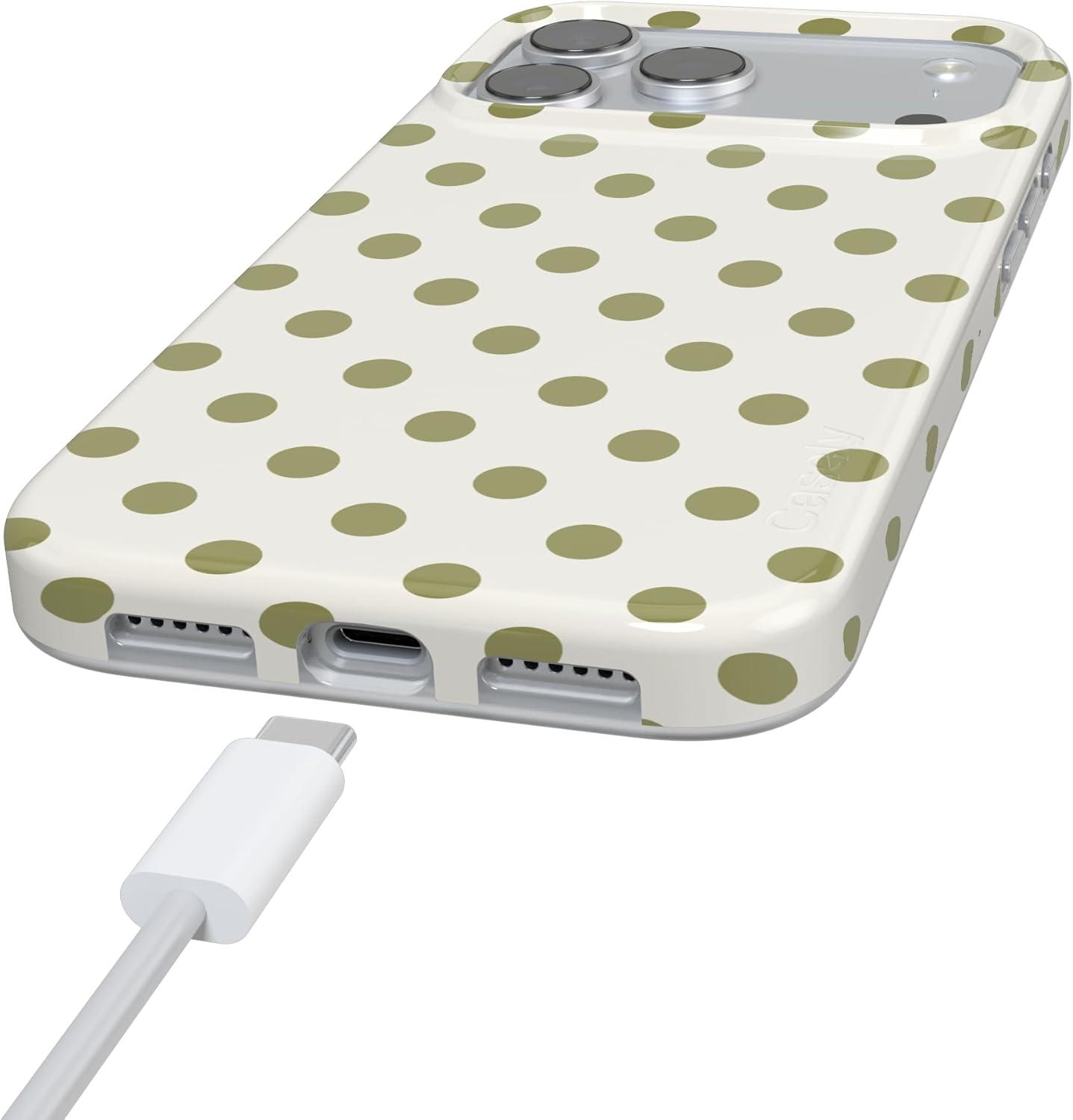 imageCasely iPhone 17 Pro Case Spotted in SoHo Green Polka Dot Compatible with MagSafe Classic Ultra Thin Design