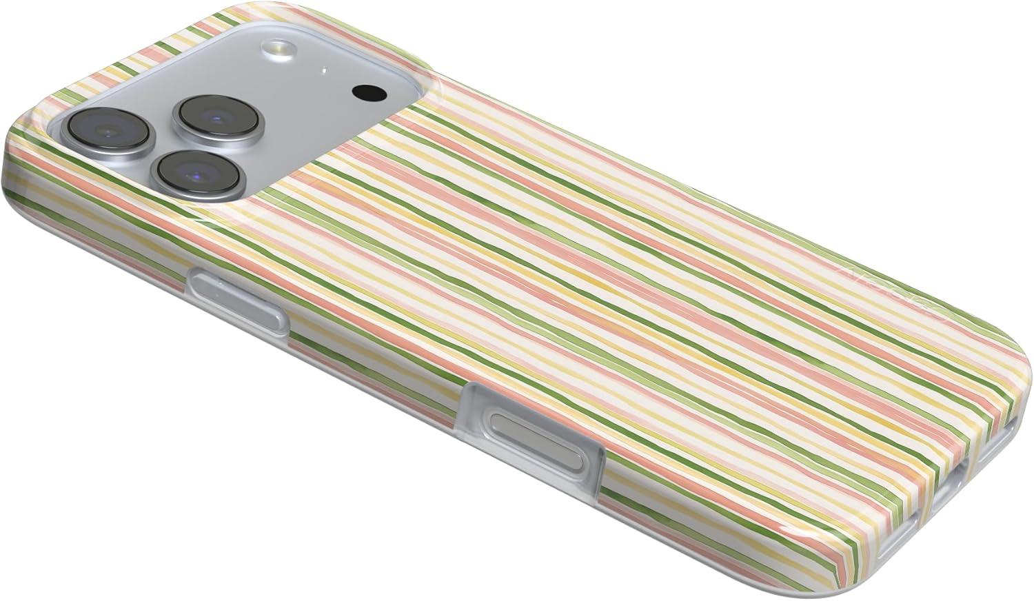 imageCasely iPhone 17 Pro Case Sweet Stripes Rainbow Pastel Compatible with MagSafe Classic Ultra Thin Design