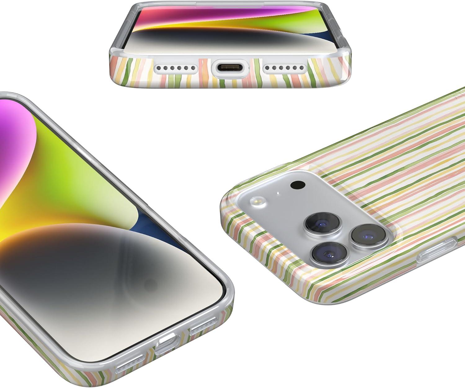 imageCasely iPhone 17 Pro Case Sweet Stripes Rainbow Pastel Compatible with MagSafe Classic Ultra Thin Design