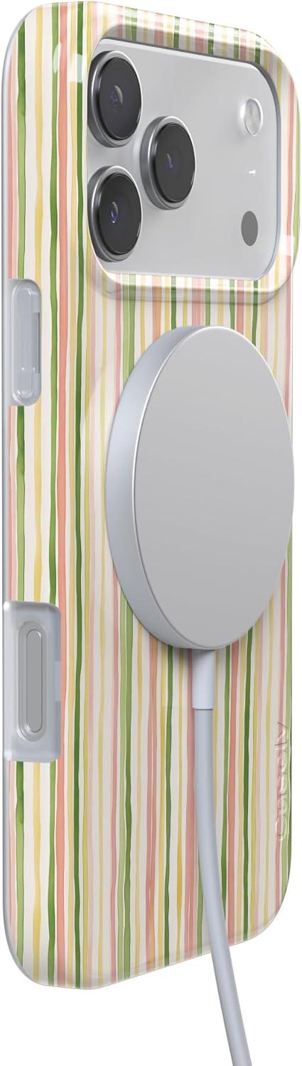 imageCasely iPhone 17 Pro Case Sweet Stripes Rainbow Pastel Compatible with MagSafe Classic Ultra Thin Design