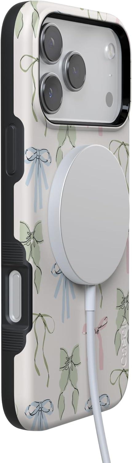 imageCasely iPhone 17 Pro Case Whimsy Girlie Pastel Bows Bold Protective Design Compatible with MagSafe