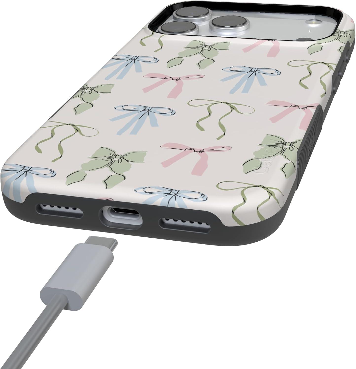 imageCasely iPhone 17 Pro Case Whimsy Girlie Pastel Bows Bold Protective Design Compatible with MagSafe