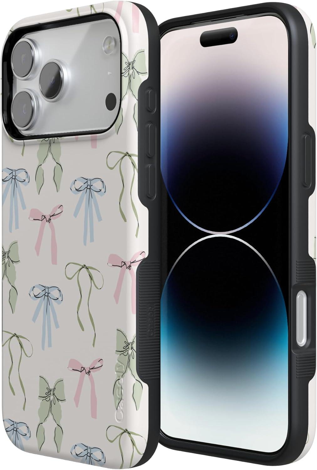 imageCasely iPhone 17 Pro Case Whimsy Girlie Pastel Bows Bold Protective Design Compatible with MagSafe