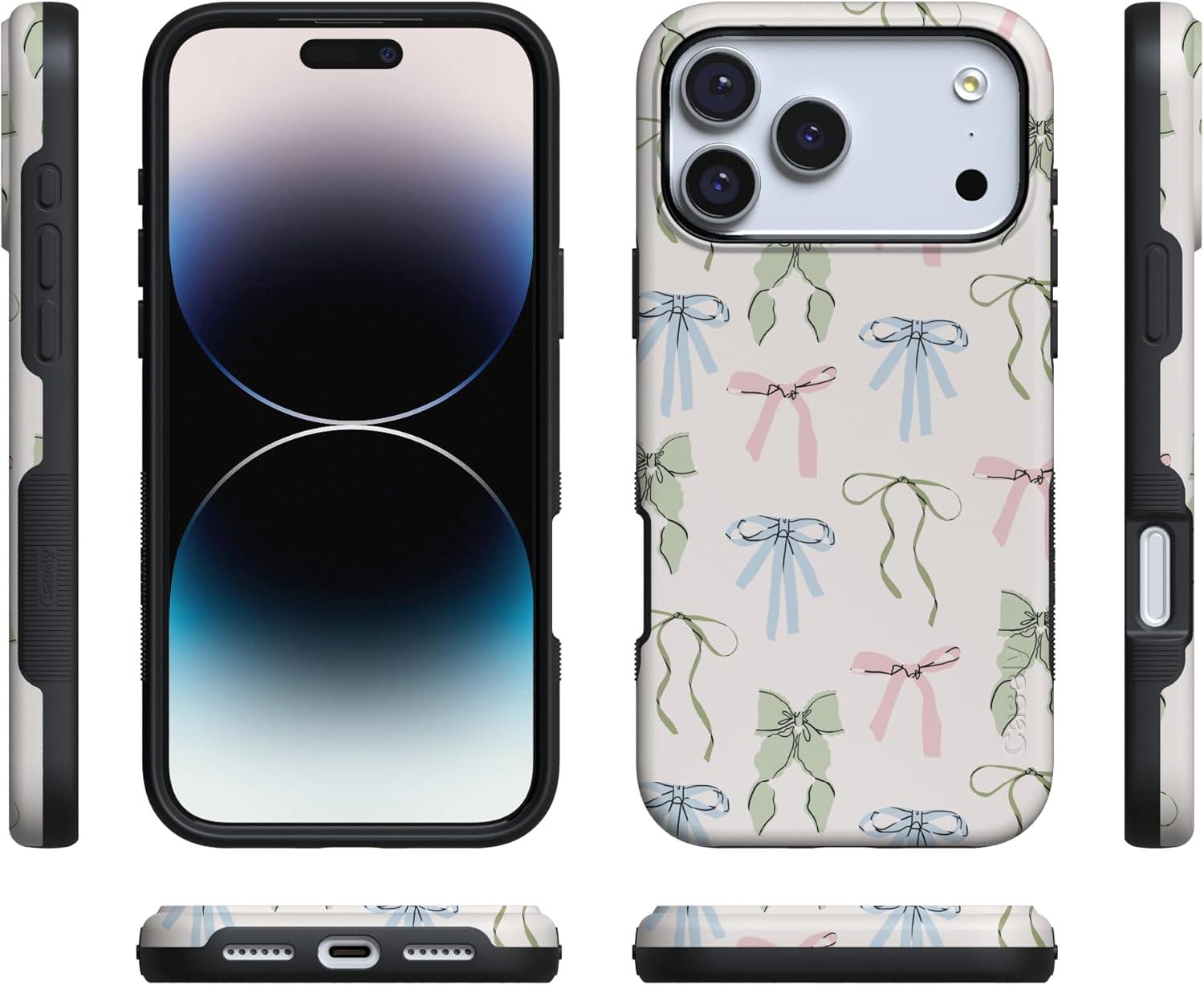 imageCasely iPhone 17 Pro Case Whimsy Girlie Pastel Bows Bold Protective Design Compatible with MagSafe