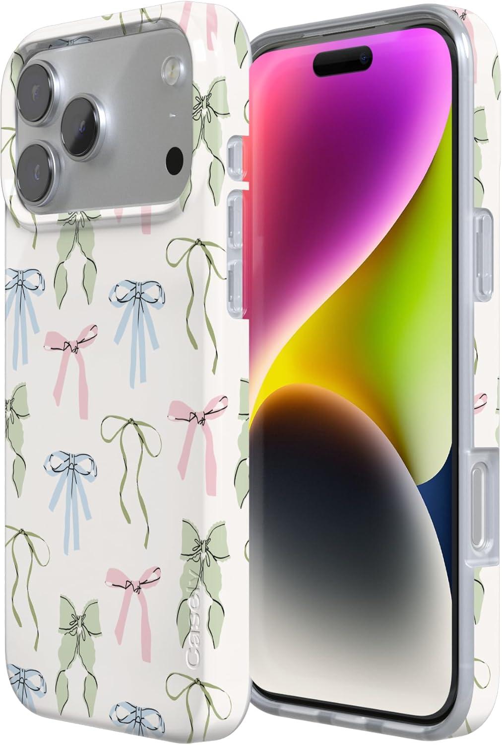 imageCasely iPhone 17 Pro Case Whimsy Girlie Pastel Bows Compatible with MagSafe Classic Ultra Thin Design