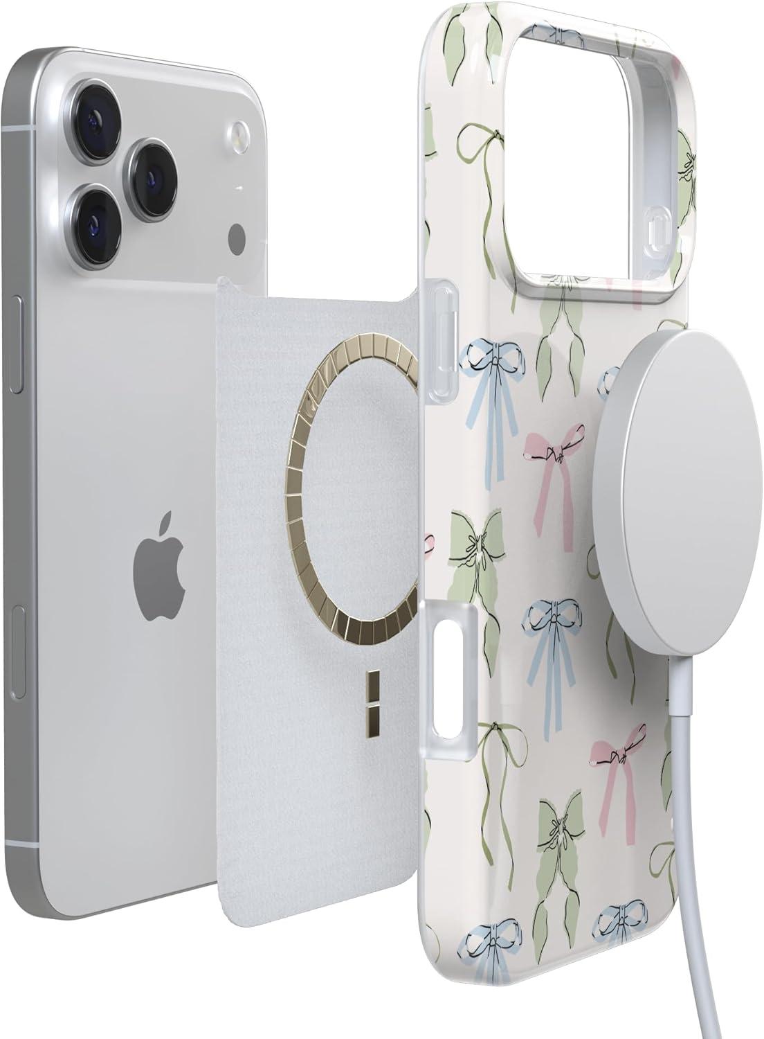 imageCasely iPhone 17 Pro Case Whimsy Girlie Pastel Bows Compatible with MagSafe Classic Ultra Thin Design