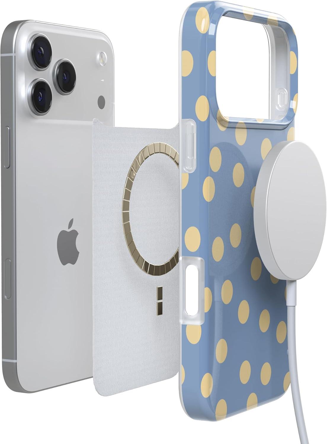 imageCasely iPhone 17 Pro Case in the Spotlight Pastel Polka Dot Compatible with MagSafe Classic Ultra Thin Design