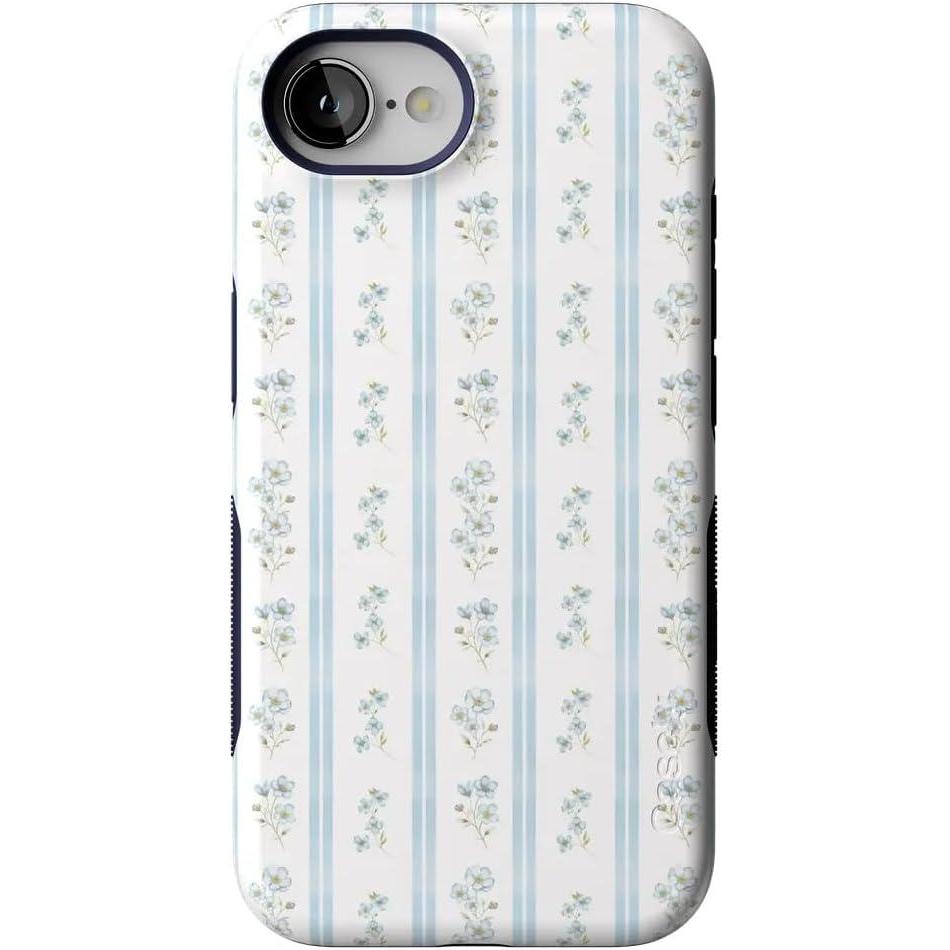 imageCasely iPhone 16e Case  Cottage Stripe  Blue Floral  Bold Protective Design  Compatible with MagSafe