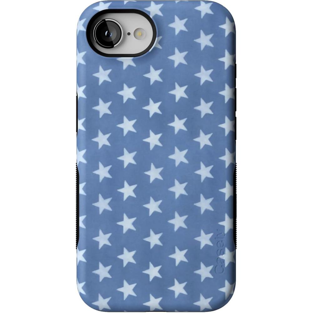 imageCasely iPhone 16e Case The Boyfriend Collection Army Green Bold Protective Design MagSafe Compatible DesignCoastal Blues Denim Stars