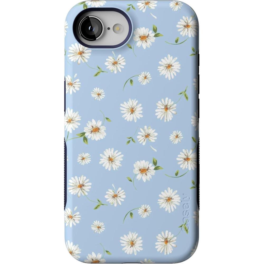 imageCasely iPhone 16e Case The Boyfriend Collection Army Green Bold Protective Design MagSafe Compatible DesignDaisy Daydream Baby Blue Floral