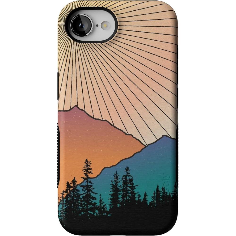 imageCasely iPhone 16e Case The Boyfriend Collection Army Green Bold Protective Design MagSafe Compatible DesignGolden Hour Mountain Sunset