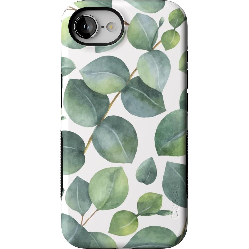 imageCasely iPhone 16e Case The Boyfriend Collection Army Green Bold Protective Design MagSafe Compatible DesignLeaf Me Alone Green Floral Print