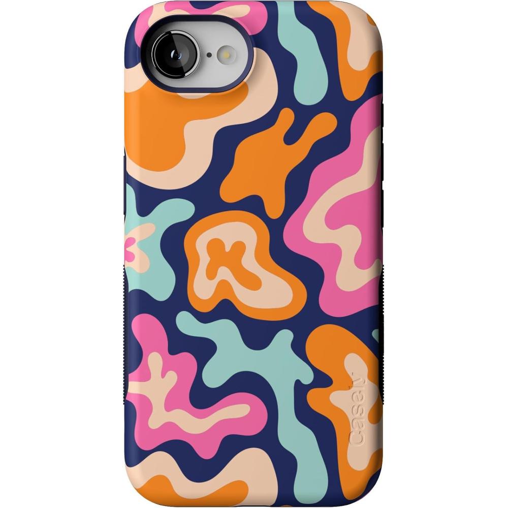 imageCasely iPhone 16e Case The Boyfriend Collection Army Green Bold Protective Design MagSafe Compatible DesignMidnight Color Splash Abstract Retro