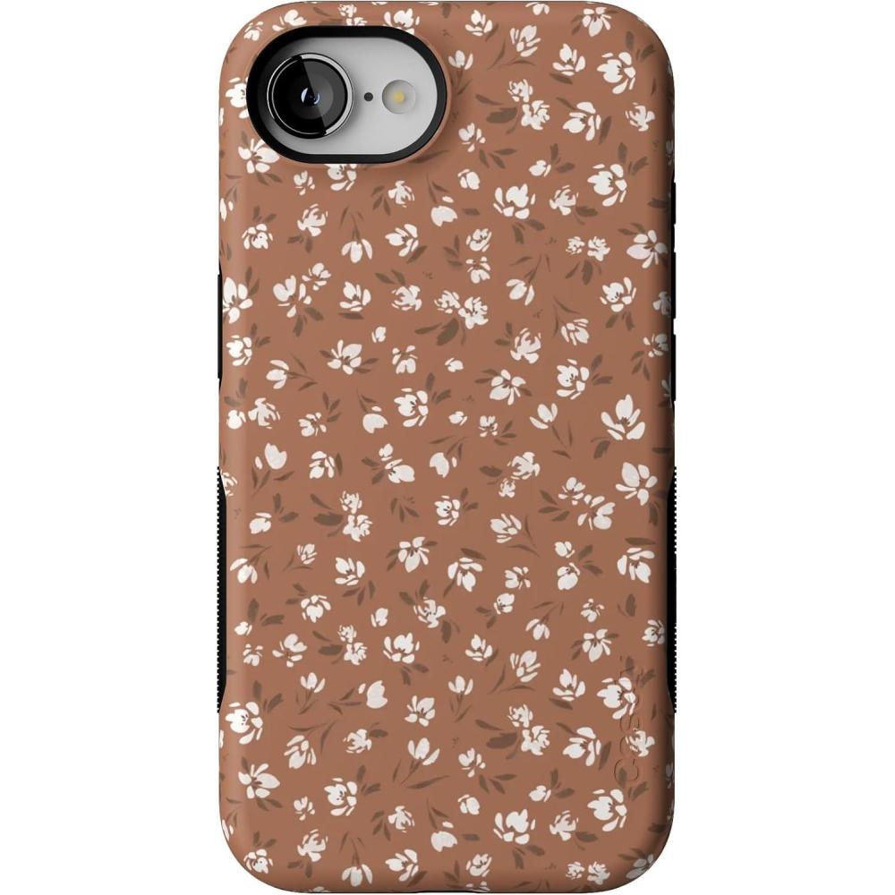imageCasely iPhone 16e Case The Boyfriend Collection Army Green Bold Protective Design MagSafe Compatible DesignMocha Meadow Tiny Flowers