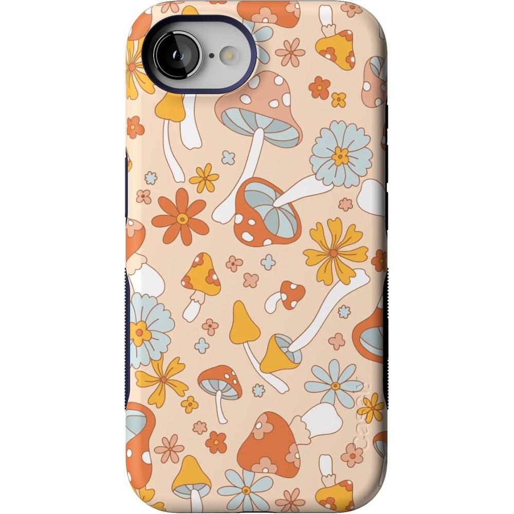 imageCasely iPhone 16e Case The Boyfriend Collection Army Green Bold Protective Design MagSafe Compatible DesignMushroom Magic Retro Floral