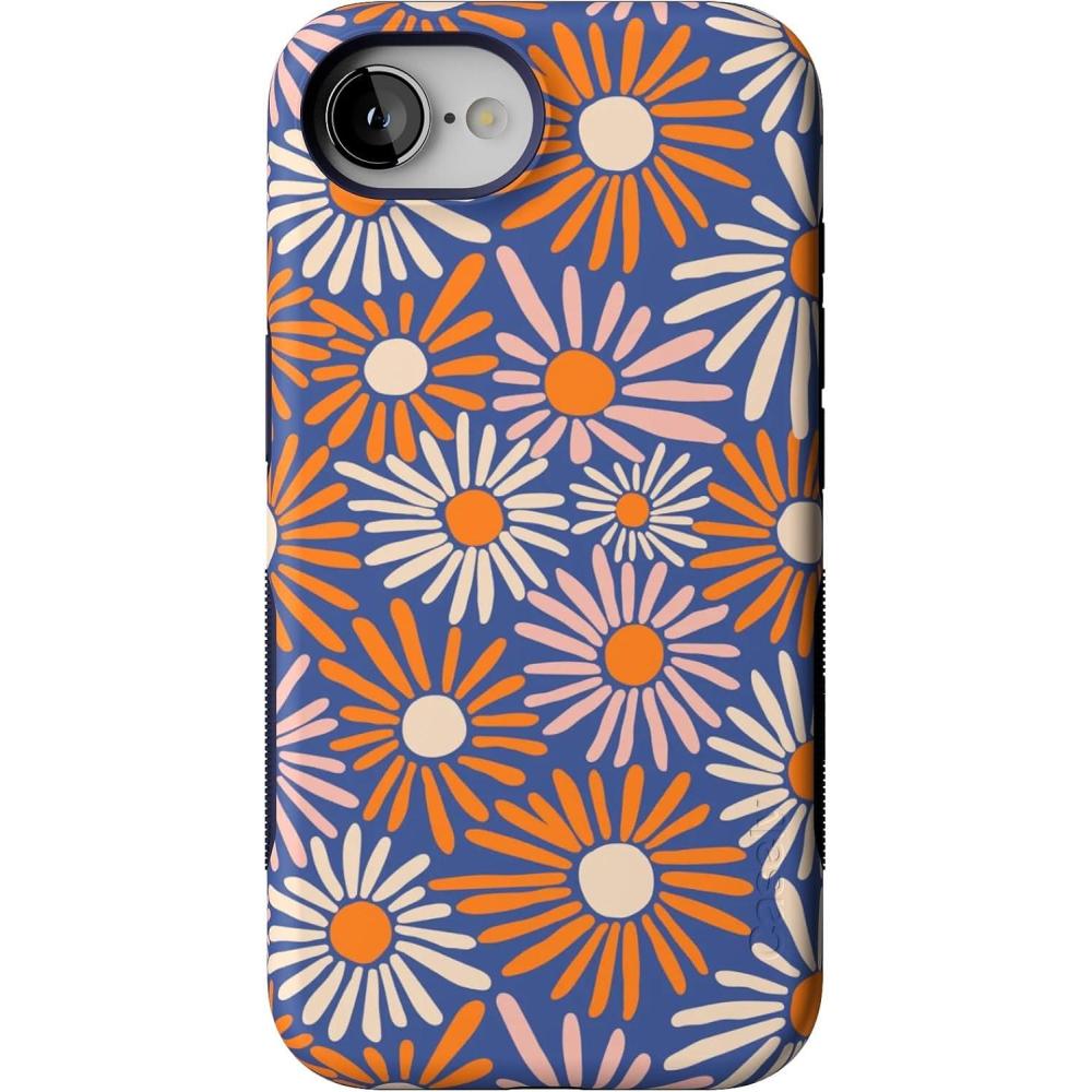 imageCasely iPhone 16e Case The Boyfriend Collection Army Green Bold Protective Design MagSafe Compatible DesignSpring Forward Daisy Floral