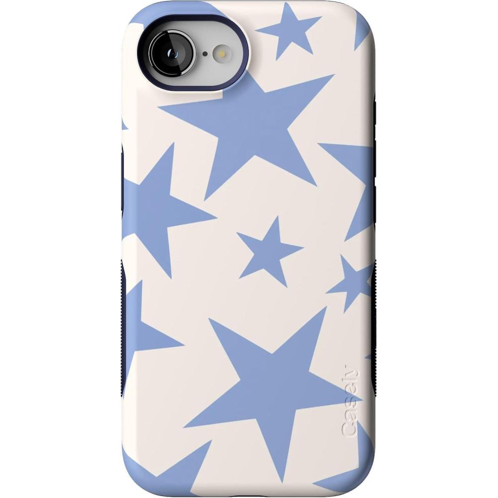 imageCasely iPhone 16e Case The Boyfriend Collection Army Green Bold Protective Design MagSafe Compatible DesignStars Align Blue White Stars