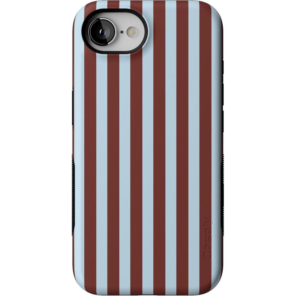 imageCasely iPhone 16e Case The Boyfriend Collection Army Green Bold Protective Design MagSafe Compatible DesignSunday in Brooklyn Blue Stripes