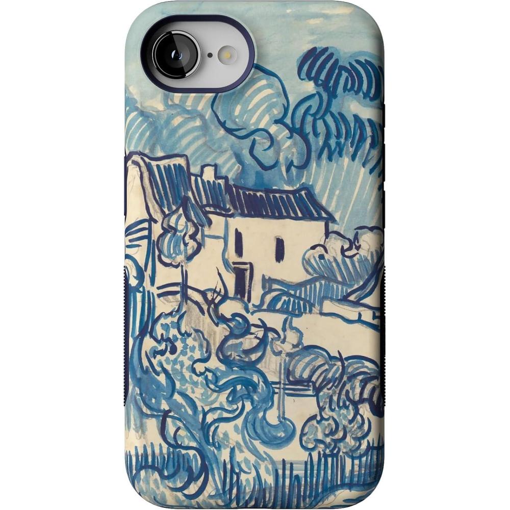 imageCasely iPhone 16e Case The Boyfriend Collection Army Green Bold Protective Design MagSafe Compatible DesignVan Gogh Landscape With Houses