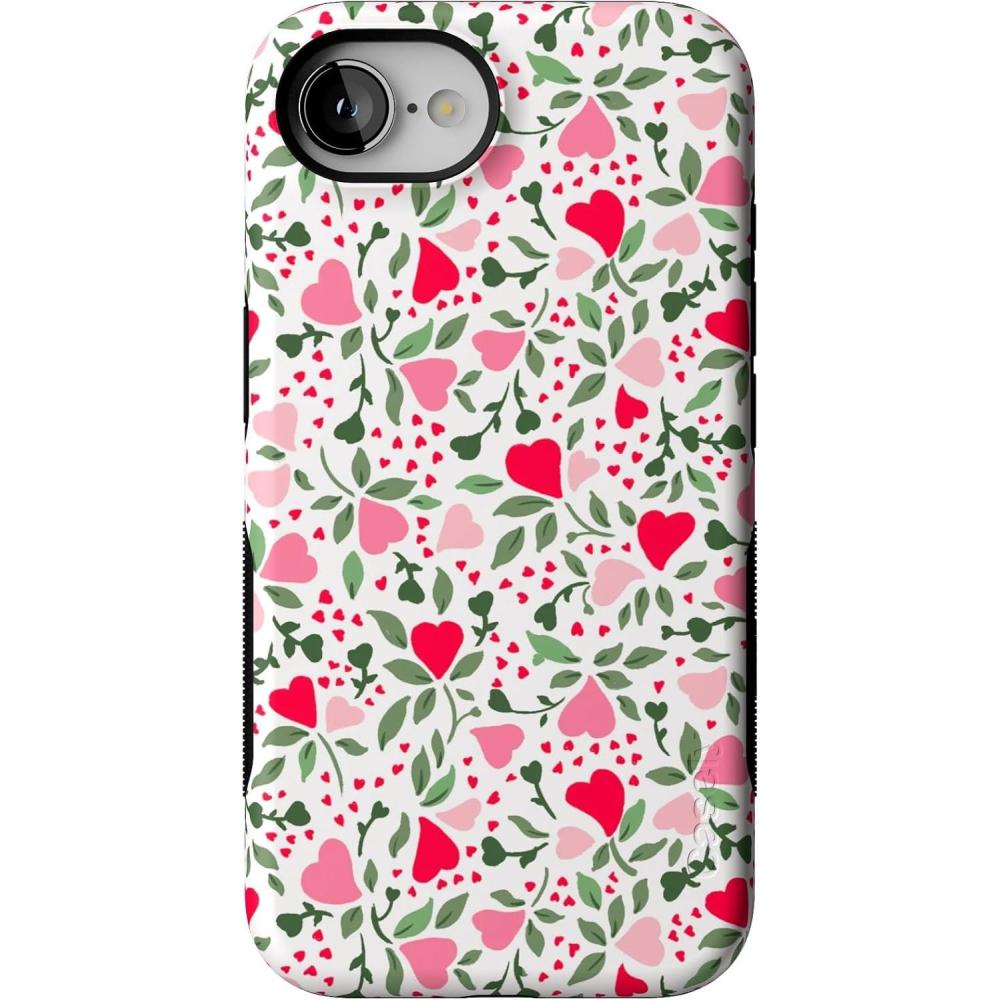 imageCasely iPhone 16e Case The Boyfriend Collection Army Green Bold Protective Design MagSafe Compatible DesignVines of Love Floral Heart