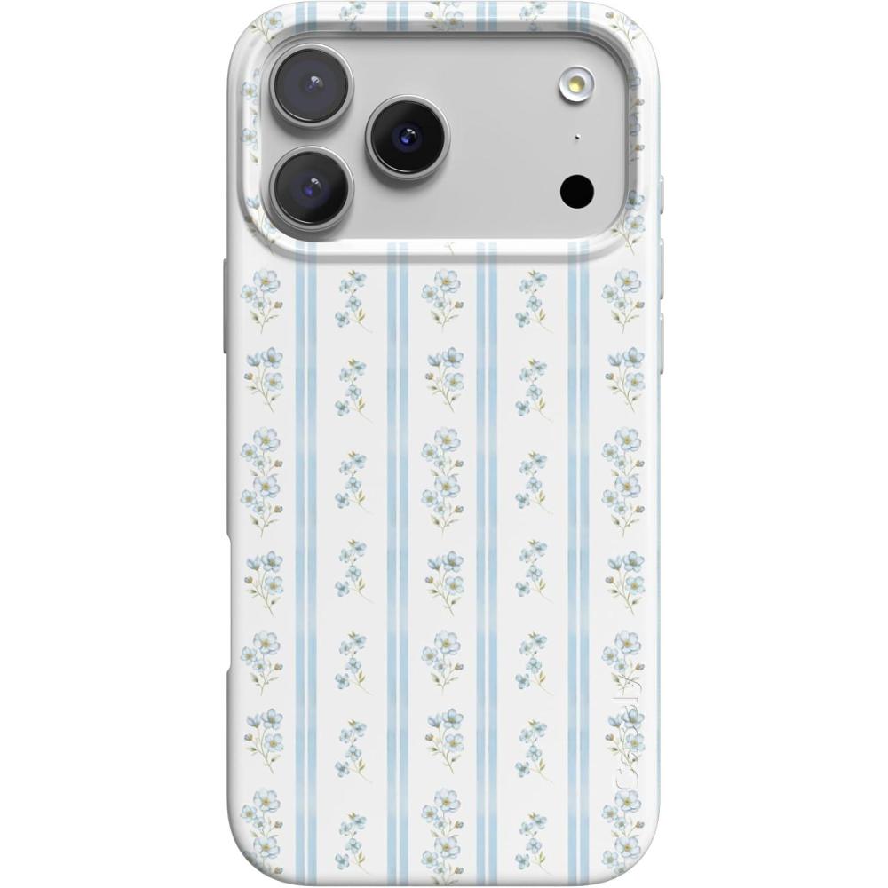 imageCasely iPhone 17 Pro Case  Cottage Stripe  Blue Floral  Compatible with MagSafe  Classic Ultra Thin Design