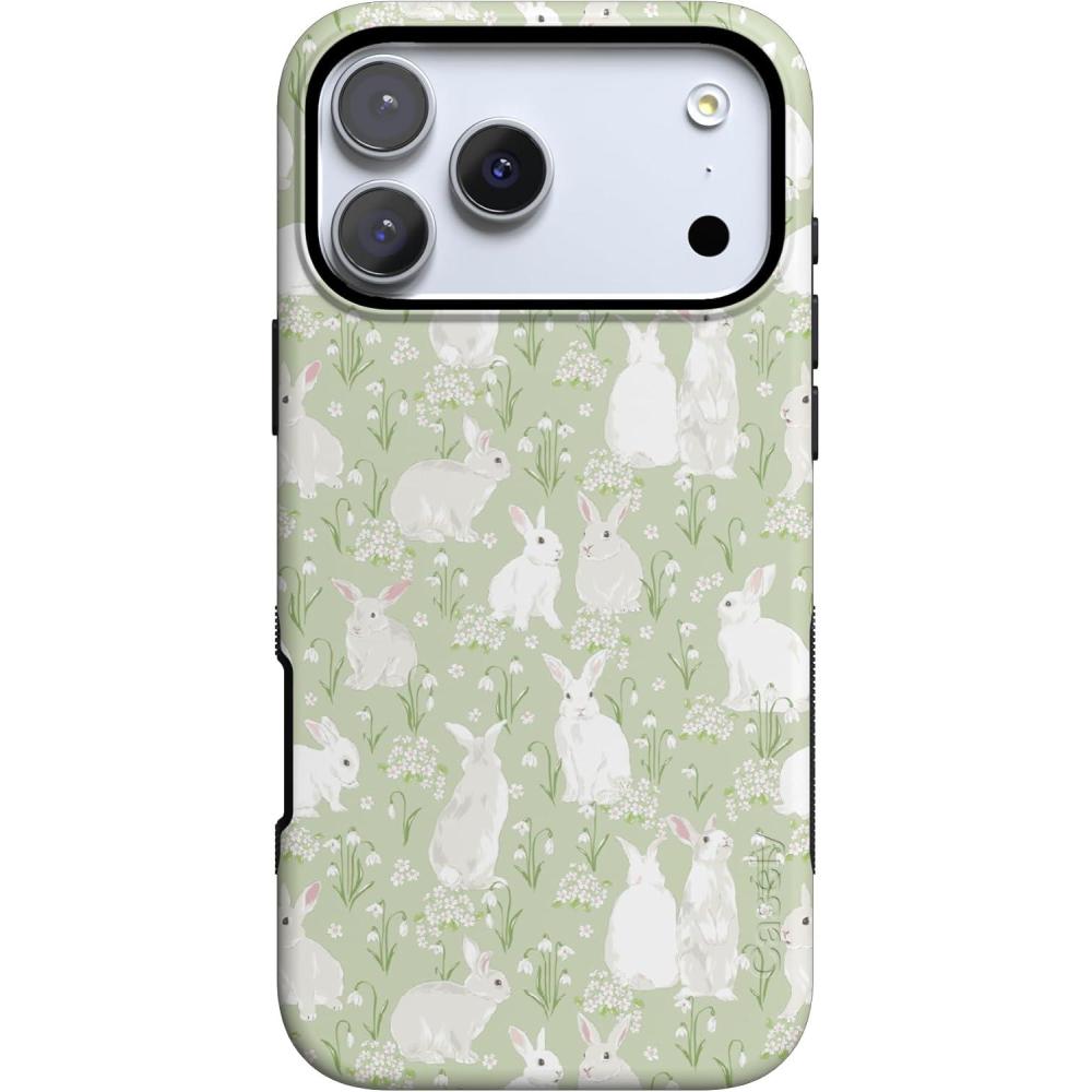 imageCasely iPhone 17 Pro Case Hop to it Green Bunny Bold Protective Design Compatible with MagSafe