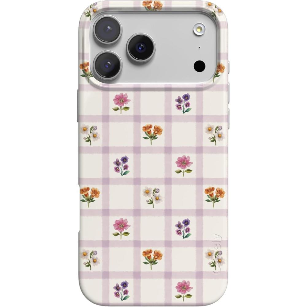 imageCasely iPhone 17 Pro Case Meadow Check Floral Gingham Compatible with MagSafe Classic Ultra Thin Design