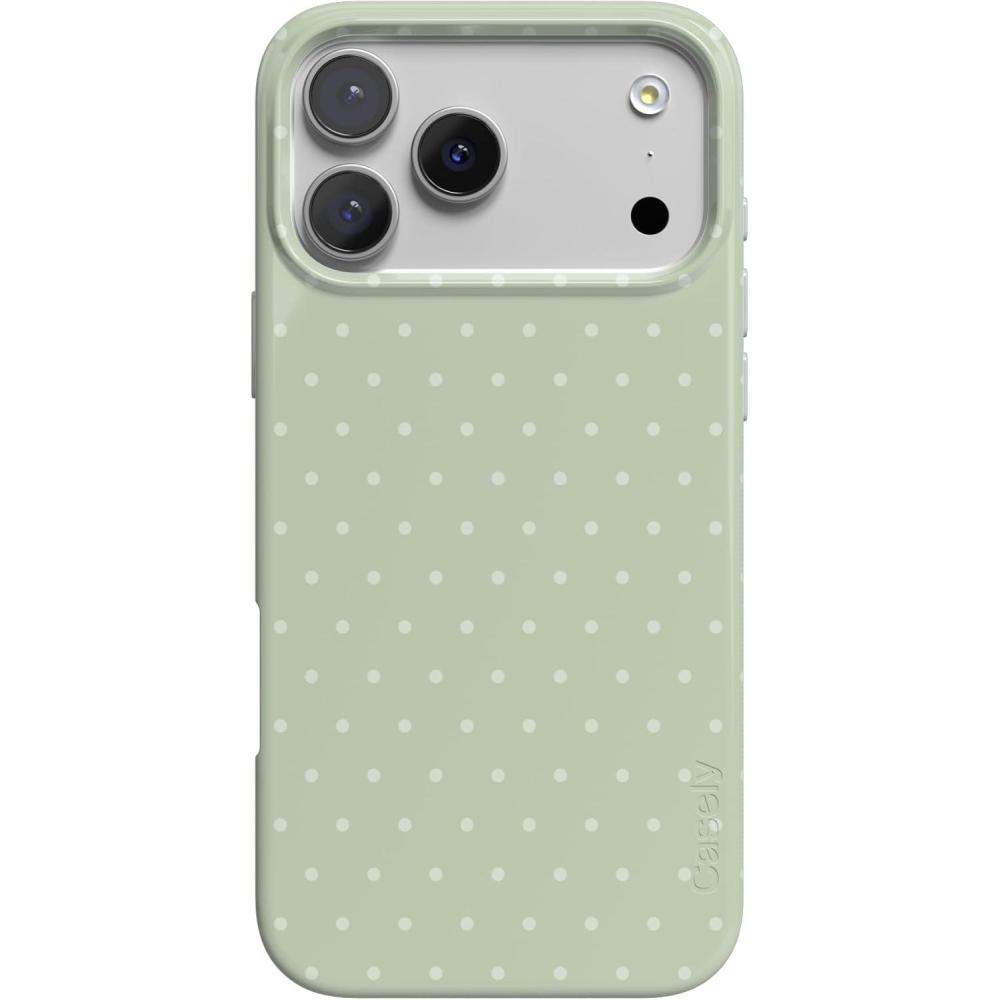 imageCasely iPhone 17 Pro Case On the Dot Green Polka Dot Compatible with MagSafe Classic Ultra Thin Design