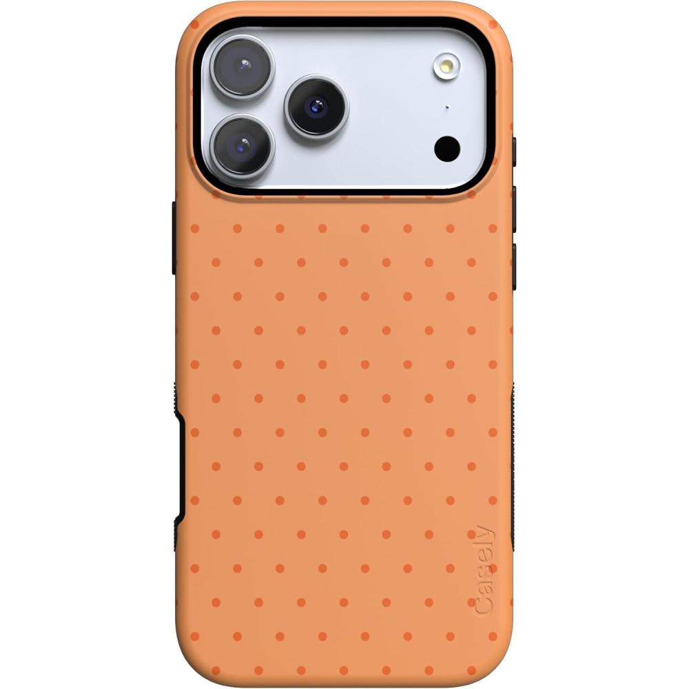 imageCasely iPhone 17 Pro Case On the Dot Orange Polka Dot Bold Protective Design Compatible with MagSafe