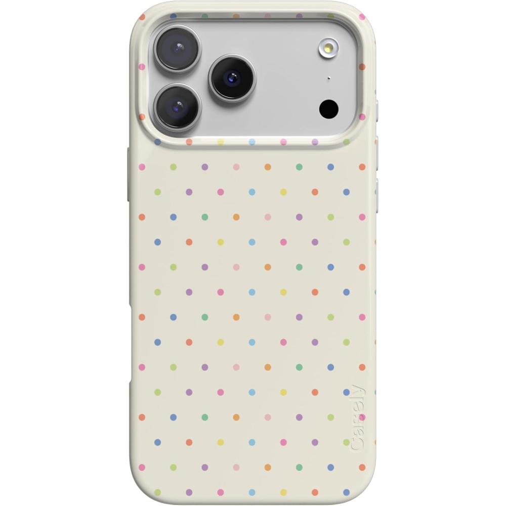 imageCasely iPhone 17 Pro Case On the Dot Rainbow Polka Dot Compatible with MagSafe Classic Ultra Thin Design