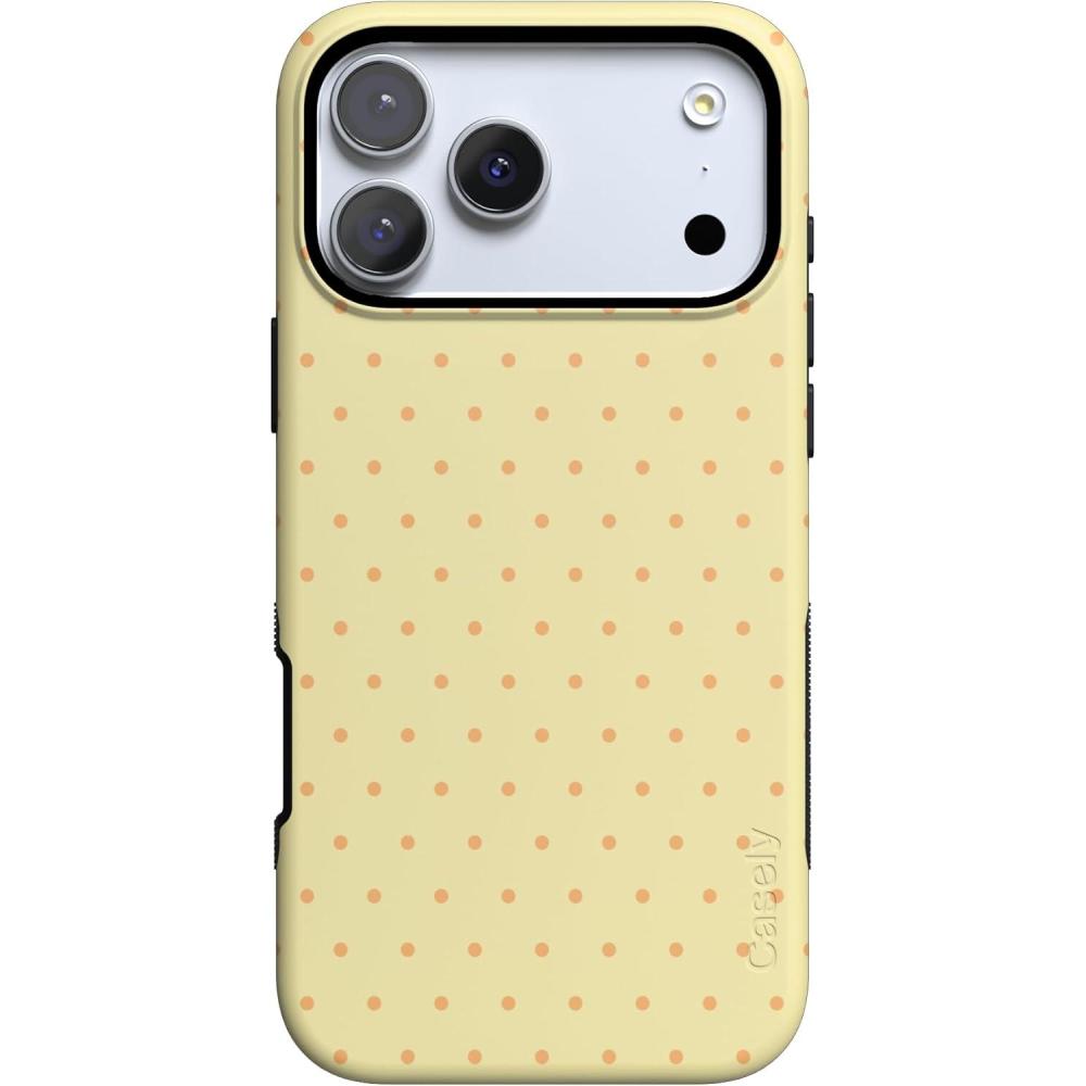 imageCasely iPhone 17 Pro Case On the Dot Yellow Polka Dot Bold Protective Design Compatible with MagSafe