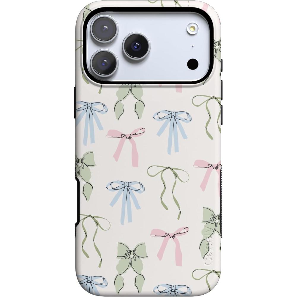 imageCasely iPhone 17 Pro Case Whimsy Girlie Pastel Bows Bold Protective Design Compatible with MagSafe