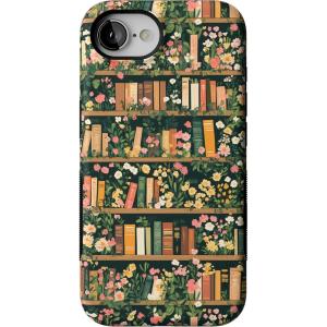 Casely iPhone 16e Case | The Boyfriend Collection | Army Green | Bold Protective Design | MagSafe Compatible Design(Book Nook | Floral Library)