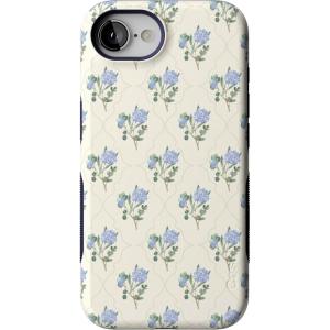 Casely iPhone 16e Case | The Boyfriend Collection | Army Green | Bold Protective Design | MagSafe Compatible Design(Vintage Garden | Blue Hydrangea)