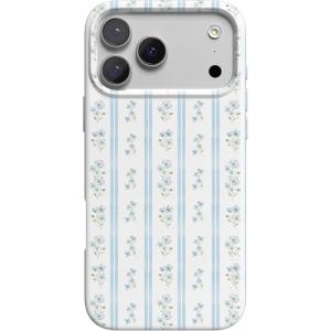 Casely iPhone 17 Pro Case | Cottage Stripe | Blue Floral | Compatible with MagSafe | Classic Ultra Thin Design