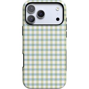 Casely iPhone 17 Pro Case | Pastel Picnic | Blue & Green Gingham | Bold Protective Design | Compatible with MagSafe