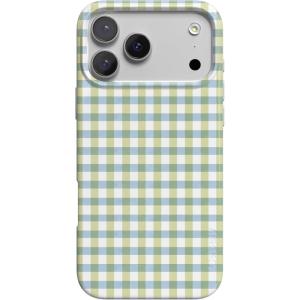 Casely iPhone 17 Pro Case | Pastel Picnic | Blue & Green Gingham | Compatible with MagSafe | Classic Ultra Thin Design