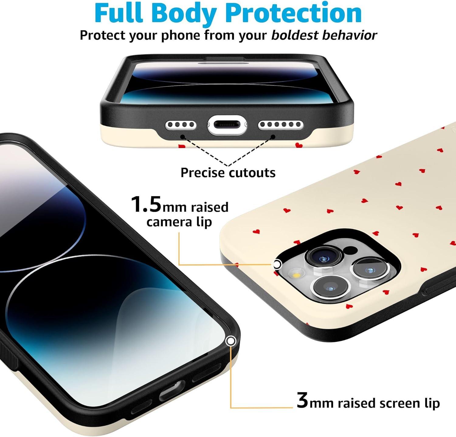 imageCasely iPhone 15 Pro Case Be Mine Tiny Hearts Bold Protective Design Compatible with MagSafe
