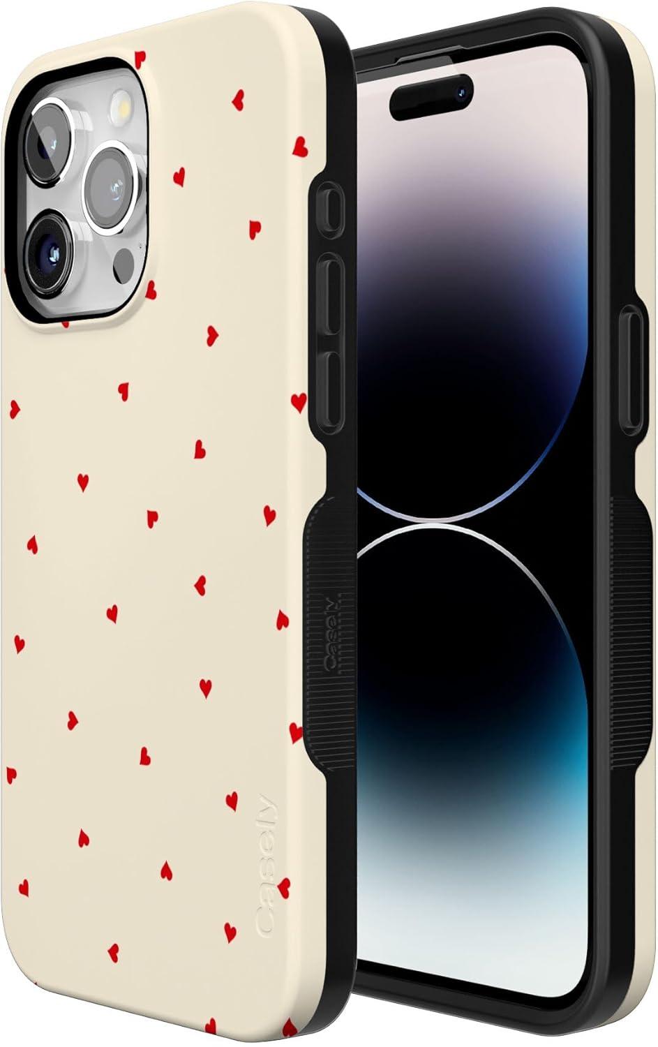 imageCasely iPhone 15 Pro Case Be Mine Tiny Hearts Bold Protective Design Compatible with MagSafe