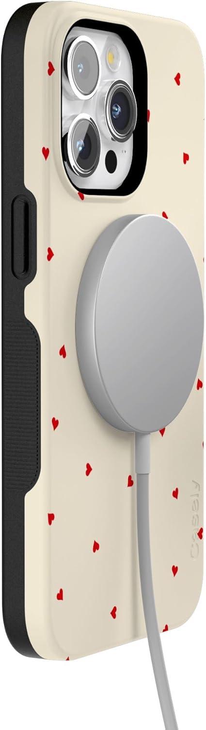 imageCasely iPhone 15 Pro Case Be Mine Tiny Hearts Bold Protective Design Compatible with MagSafe