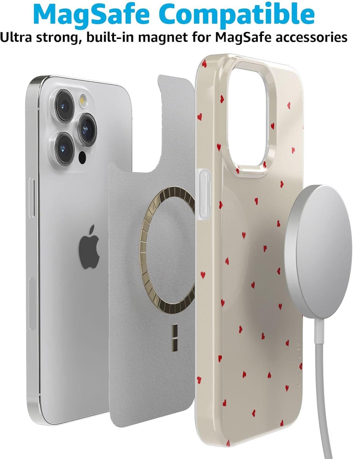 imageCasely iPhone 15 Pro Case Be Mine Tiny Hearts Compatible with MagSafe Classic Ultra Thin Design