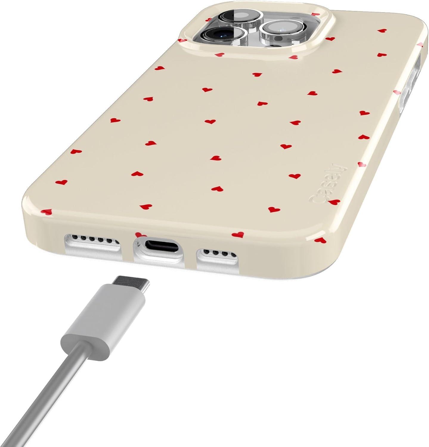 imageCasely iPhone 15 Pro Case Be Mine Tiny Hearts Compatible with MagSafe Classic Ultra Thin Design
