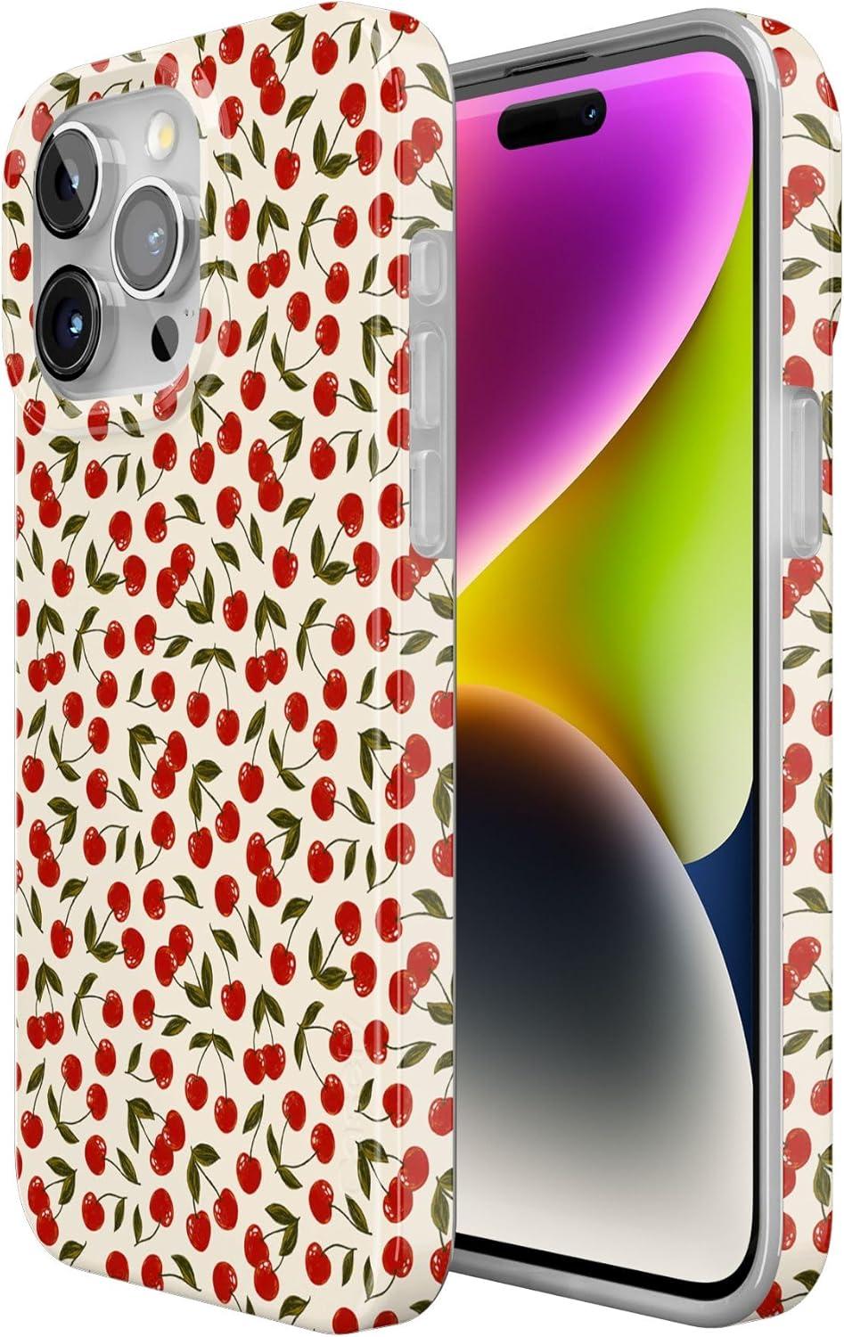 imageCasely iPhone 15 Pro Case Cherry on Top Red Cherries Compatible with MagSafe Classic Ultra Thin Design