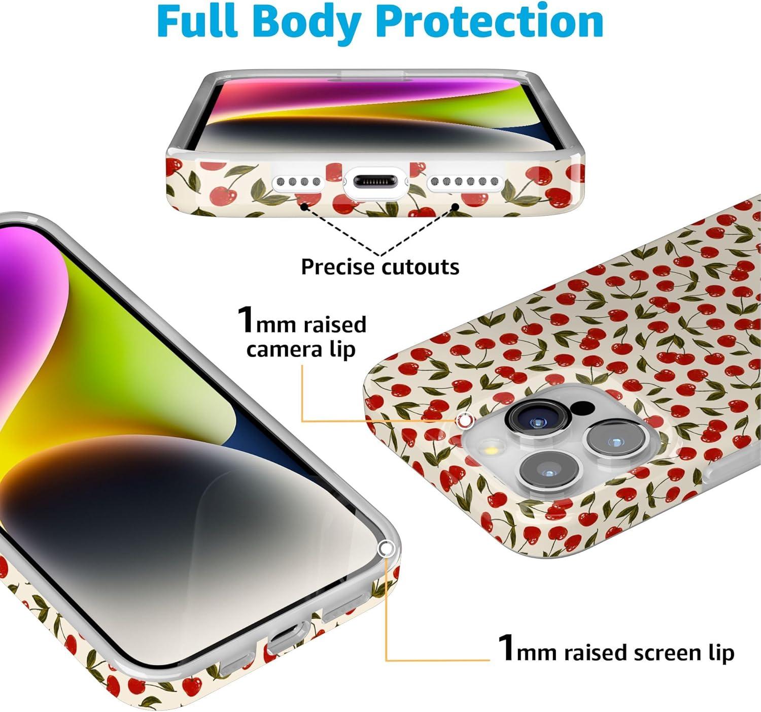 imageCasely iPhone 15 Pro Case Cherry on Top Red Cherries Compatible with MagSafe Classic Ultra Thin Design